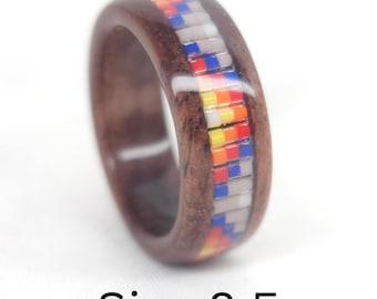 Size 8.5 Beaded Wood Ring