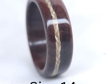 Size 14 Sweetgrass Inlayed Wood Ring