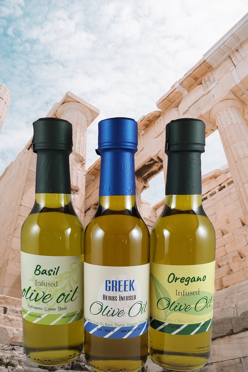 GREAT GIFT Athena's Basket combo Greek Mediterranean flavored olive oil infused olive oils Greek herbs great dipping oil image 1