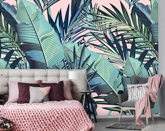Tropical Palm Leaves Wallpaper Self Adhesive Peel and Stick Wall Murals Wall Decoration Scandinavian Design Removable #60