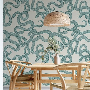 Modern Snake Wallpaper Peel&Stick and Traditional Wallpaper Removable and Renter friendly Wall Decor Tropical vintage Design, color #71