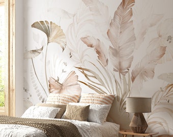 Amazing Palm Leaves Wall Mural, Tropical Jungle Large Print, Self adhesive Removable and Traditional wallpaper