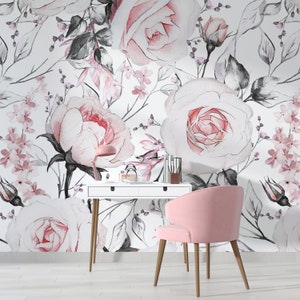 Floral Wallpaper  Peel and Stick Wallpaper  Self Adhesive Wallpaper Removable Wallpaper Flowers Mural Peony wallpaper