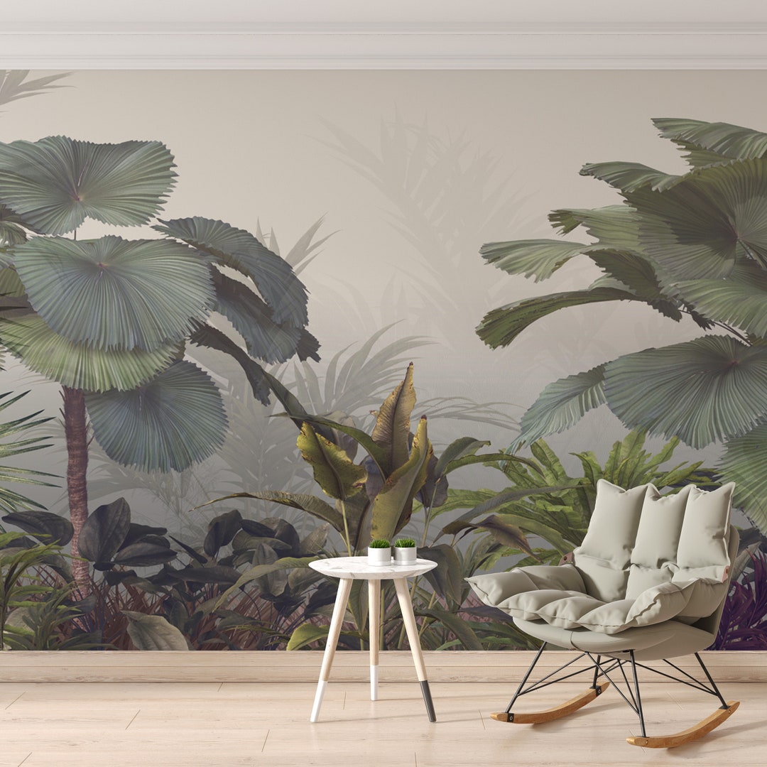 Tropical JUNGLE Exotic Wallpaper - Peel and Stick - Tropical Mural ...