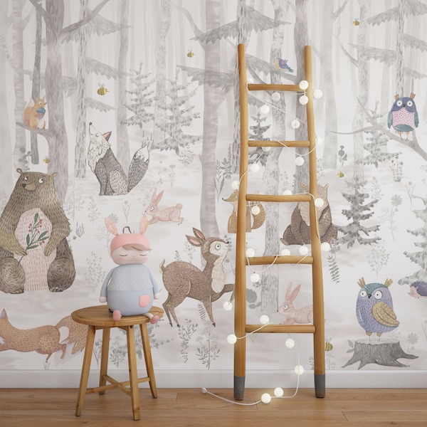 Woodland Nursery Wallpaper - Etsy