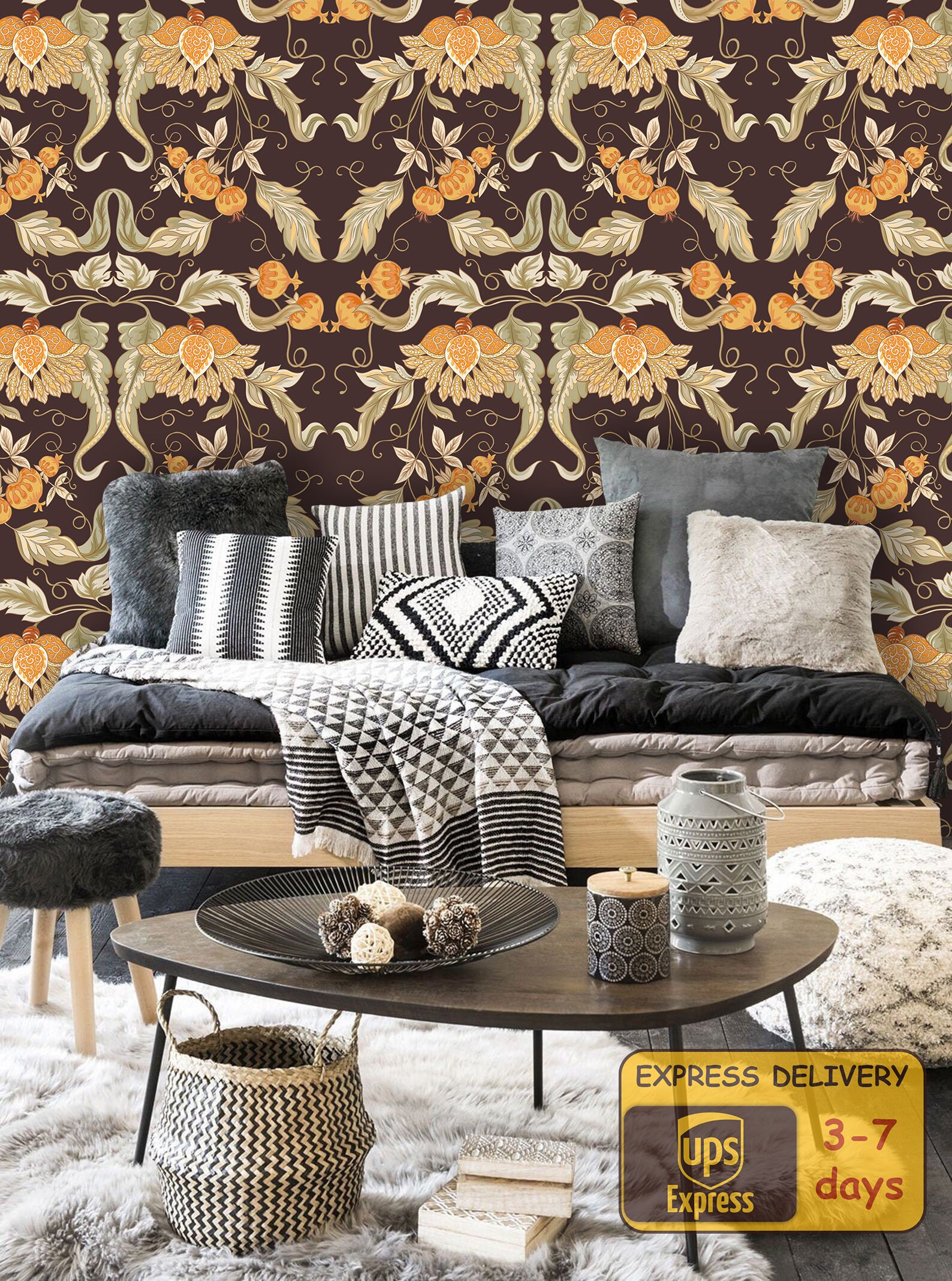 Vintage Wallpaper Floral Wallpaper Peel and Stick Wallpaper Etsy