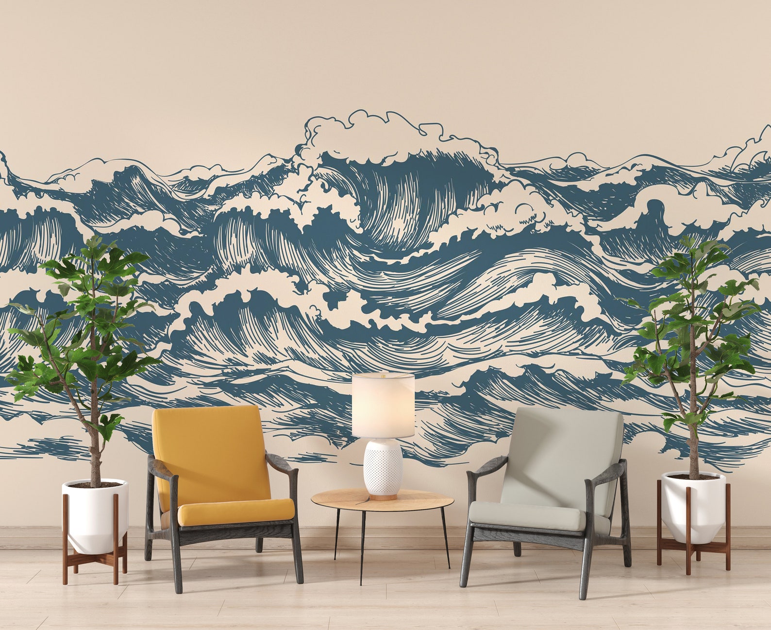 Wave Wallpaper Peel and Stick Wallpaper Self Adhesive - Etsy