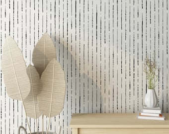 Boho randig tapet, minimalistisk randig avtagbar självhäftande tapet, randig svartvit självhäftande tapet, modern väggkonst