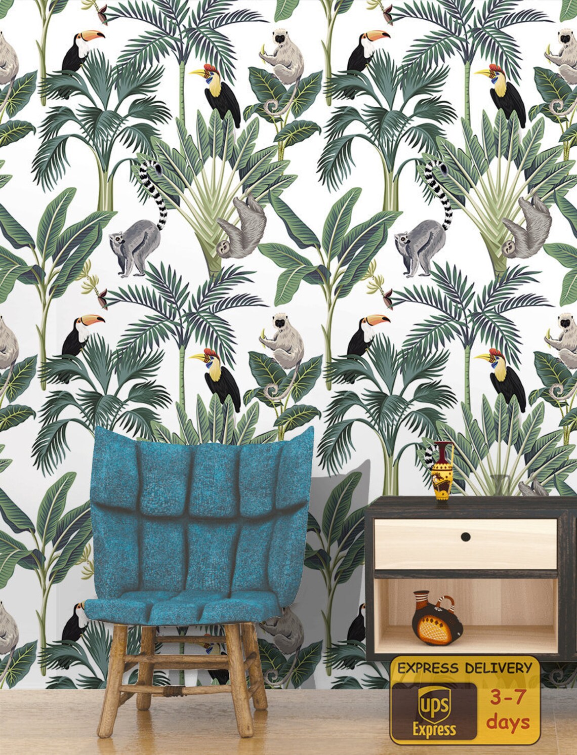 Tropical Wallpaper Peel and Stick Wallpaper Self Adhesive | Etsy