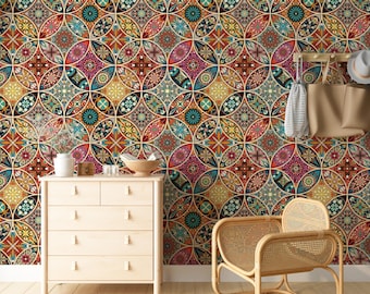 Wallpaper Geometric Wallpaper Moroccan Wallpaper Spanish Peel and Stick and Traditional Wallpaper Tile