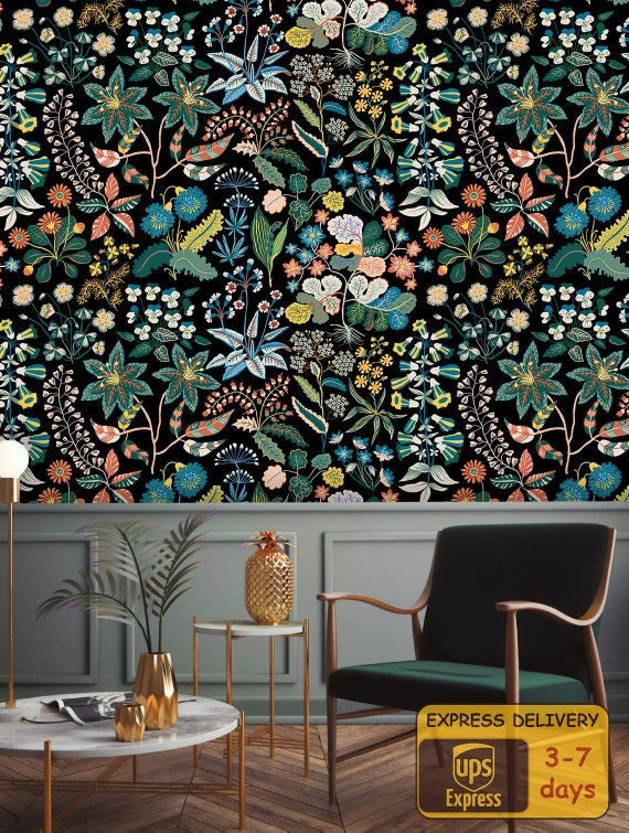 Floral Wallpaper Peel And Stick Wallpaper Self Adhesive Etsy