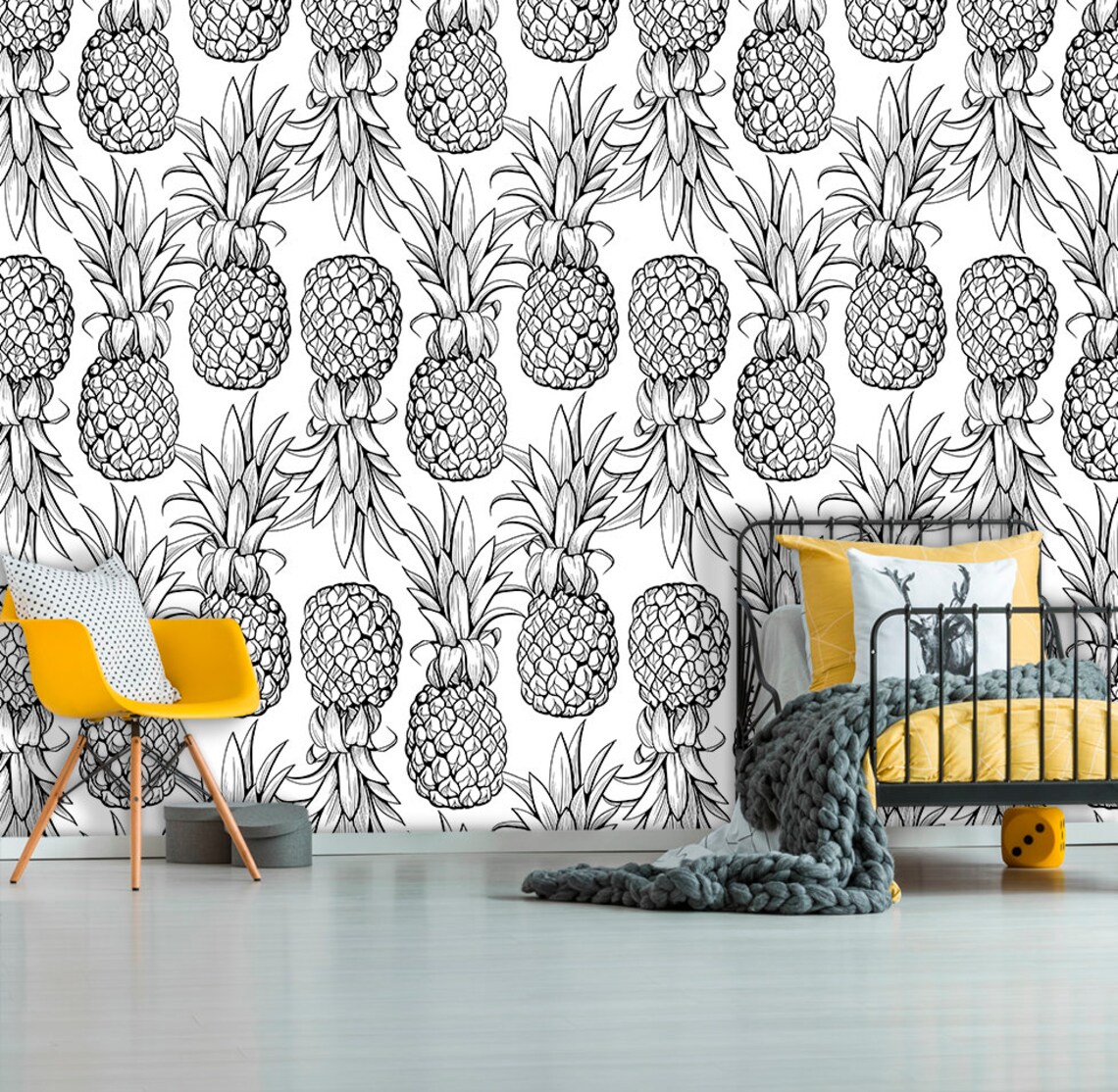 Pineapple Wallpaper Peel and Stick Wallpaper Self Adhesive | Etsy
