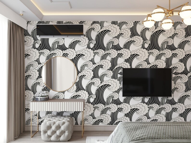 Ocean Waves Peel and Stick Wallpaper | Removable Self Adhesive Waves ...
