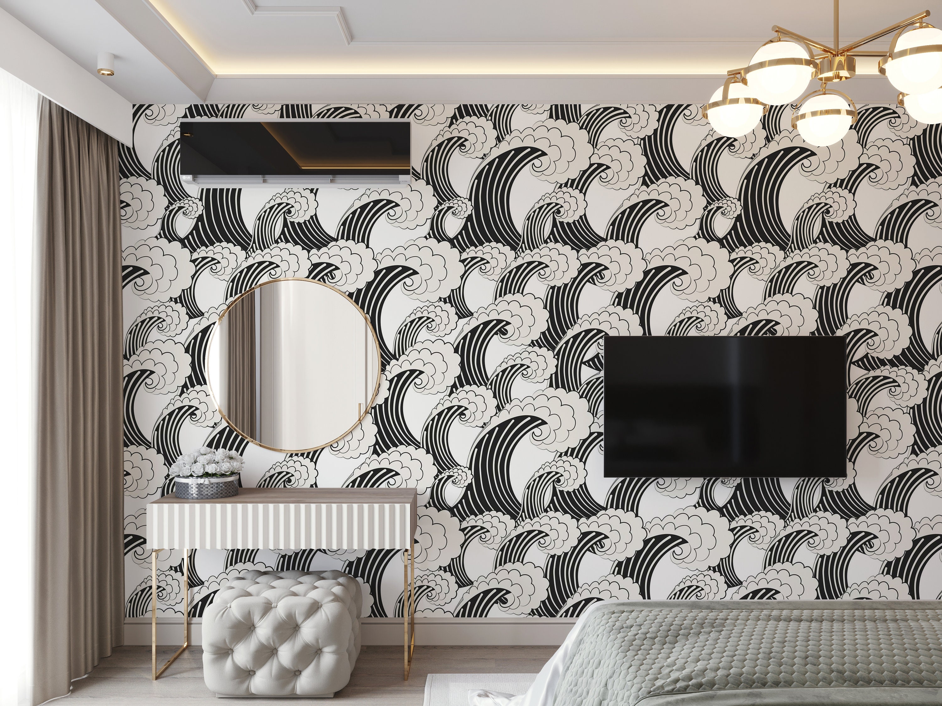 Ocean Waves Peel and Stick Wallpaper Removable Self Adhesive Etsy