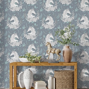 Unicorn Wallpaper - The Unicorn Is In Captivity Wallpaper- Custom Printed Removable Self Adhesive Wallpaper Roll #170
