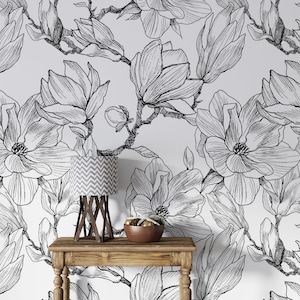 Carta da parati White Magnolia. Carta da parati Flower. Carta da parati Peel and Stick. Carta da parati per camera da letto, carta da parati decorativa per la stanza dei bambini. Murale da parete n. 302