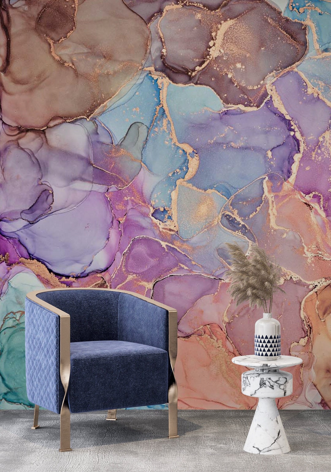 Colorful Marble Wallpaper Peel and Stick Luxury Self Adhesive Modern Wallpaper Abstract