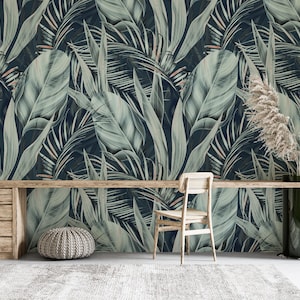 Tropical Jungle Plants Wall Decoration Tropical Wallpaper, Jungle Wall Mural Peel and Stick Living Room