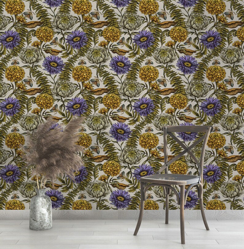 Victorian Floral Wallpaper Peel and Stick Vintage Soft Etsy