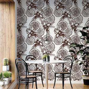 Orange Wallpaper  Peel and Stick Wallpaper  Self Adhesive Wallpaper Fruit Wallpaper Removable Wallpaper kitchen wall