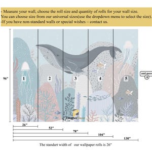 Blue Whale Wallpaper Ocean Motif Nursery Decor Removable Flying Whale ...