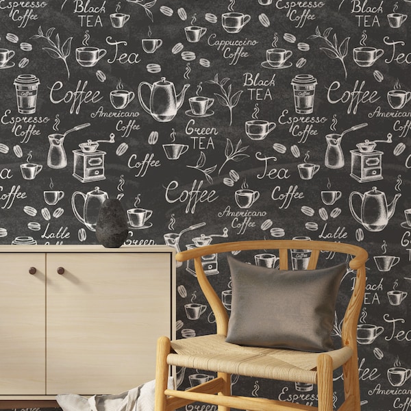 Coffee House Wallpaper, Cafe Wallpaper, Art Wallpaper, Peel and Stick Wallpaper, Removable Wallpaper, Mural Wallpaper, Self Adhesive #411