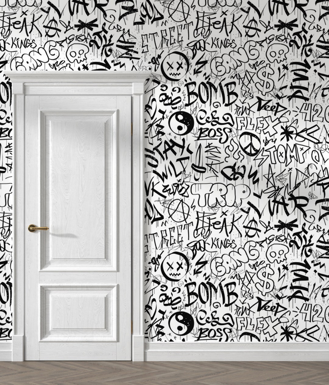 Urban Street Art Wallpaper Cartoon Graffiti Street Art Modern & Collag