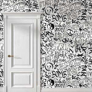 Urban Street Art Wallpaper Cartoon Graffiti Street Art Modern & Collag Street Statues Peel and Stick Wall Mural ecor Home Teen Room #328