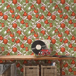 Apfel Tapete, Obst Tapete, Vintage Tapete, Abnehmbare Tapete