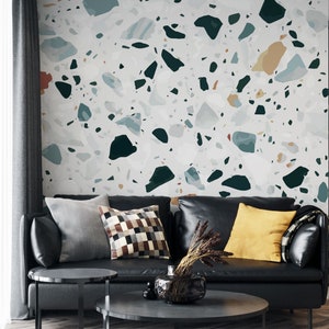 Terrazzo Muster Tapete | Abnehmbare Stofftapete | Umweltfreundliche Peel & Stick Wallpapers | Küche Interieur | Home Interior Ideen #303