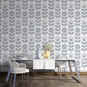 Carta da parati floreale con fiori scandinavi - Carta da parati staccabile e adesiva - Carta da parati tradizionale e autoadesiva rimovibile n. 143