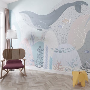 Blauwal Tapete Kinderzimmer Walfisch Tapete Kinderzimmer Wandbild Kinderzimmer Wandbild Schälen und Aufkleben #54