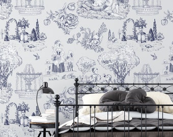 Französische Romantische Tapete - Französische Provence Tapete, Atticus Peel 'n Stick oder PrePasted Wallpaper Abnehmbar, Ungiftig
