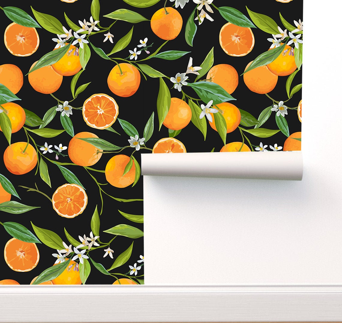 Orange Wallpaper Peel and Stick Wallpaper Self Adhesive Etsy