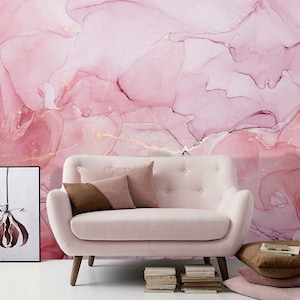 Pink Watercolor Wallpaper  Peel and Stick Wallpaper  Self Adhesive Wallpaper  Abstract Wallpaper Removable Wallpaper Pink Marble wallpaper