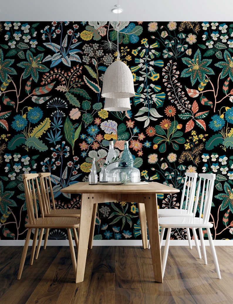 Wallpaper Peel and Stick Wallpaper Colorful Wildflower Floral - Etsy