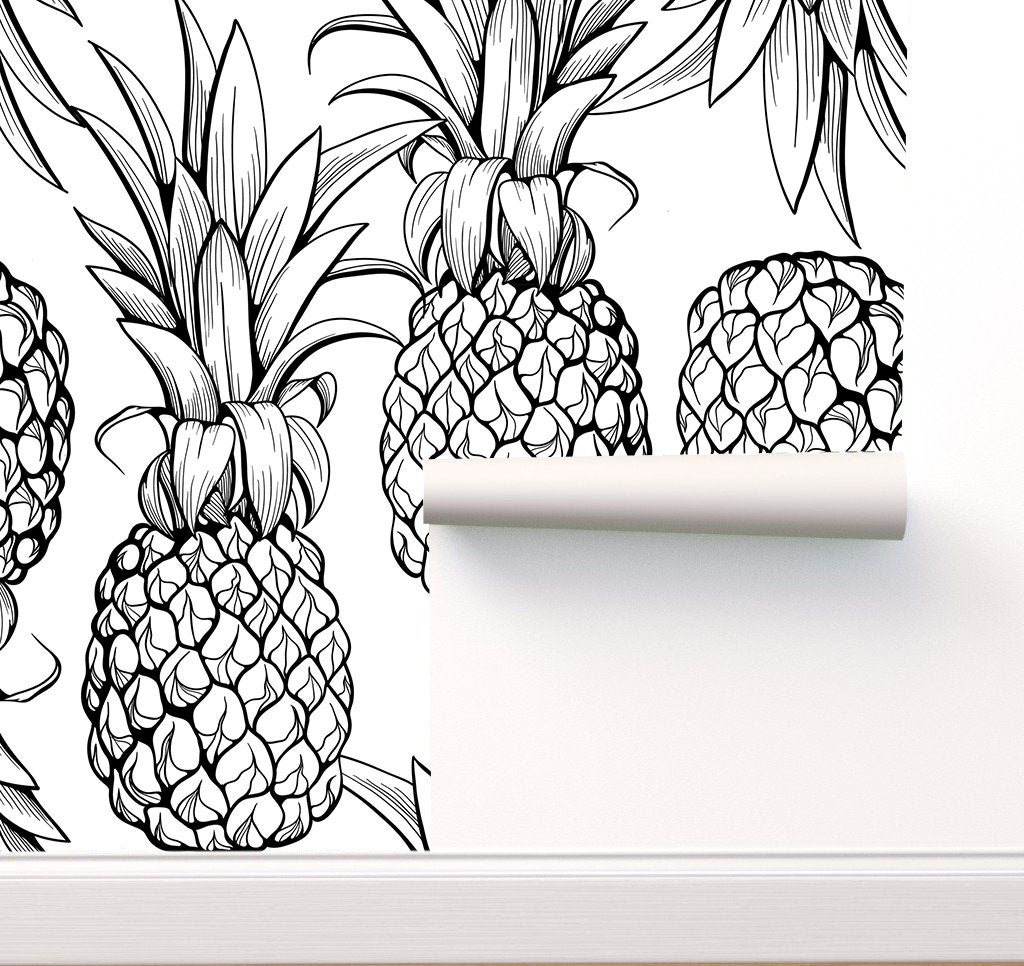 Pineapple Wallpaper Peel and Stick Wallpaper Self Adhesive Etsy