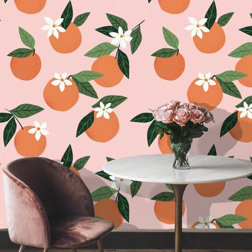 Nursery Wallpaper Peel and Stick Removable Peaches Pink Etsy