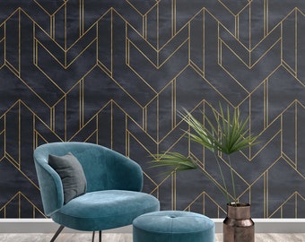 Art Deco Wallpaper - Modern Geometric Wall Mural- Peel and Stick- Self Adhesive- Art Deco Wall Decor #191