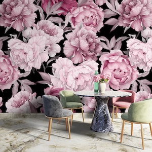 Floral Wallpaper  Peel and Stick Wallpaper  Self Adhesive Wallpaper Removable Wallpaper Flowers Mural Peony wallpaper