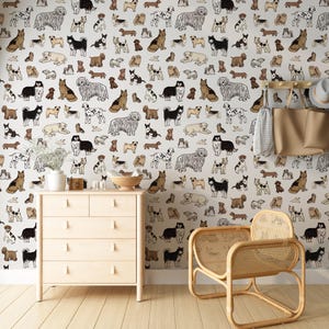 Dogs Wallpaper, Charming and Playful Wall Decor for Dog Lovers, Peel & Stick Wallpaper