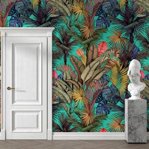 Tropical Wallpaper  Peel and Stick Wallpaper  Self Adhesive Wallpaper Removable Wallpaper Pattern Leaves Palm Mural wall Safari wallpaper