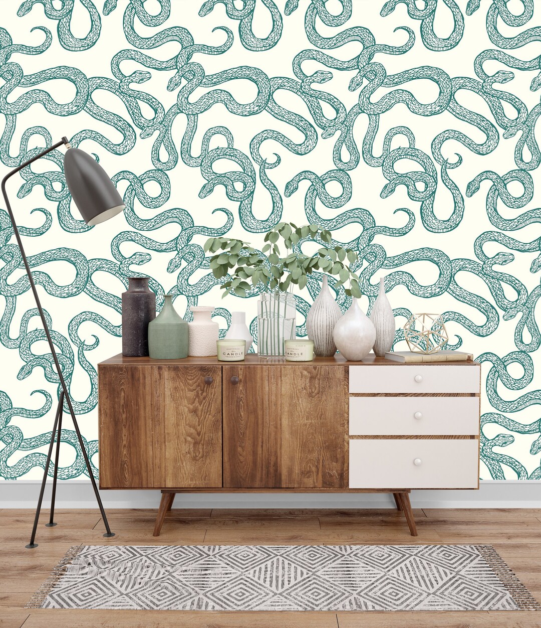 Modern Snake Wallpaper Peel&stick and Traditional Wallpaper - Etsy