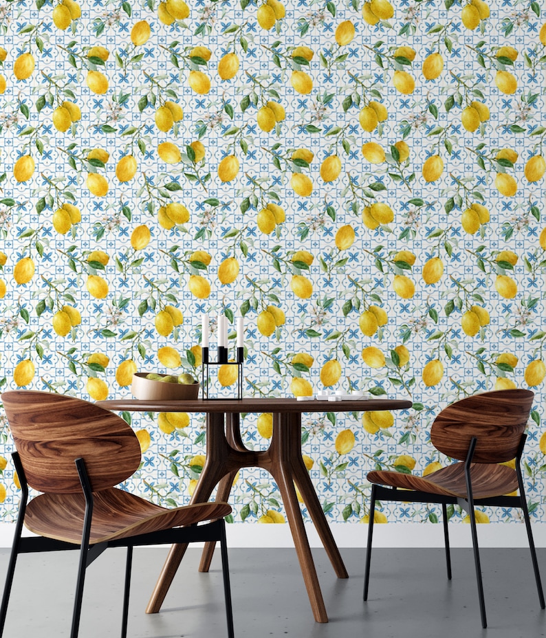 Lemon Peel and Stick Wallpaper Large Mural Lemon Print Vinyl - Etsy