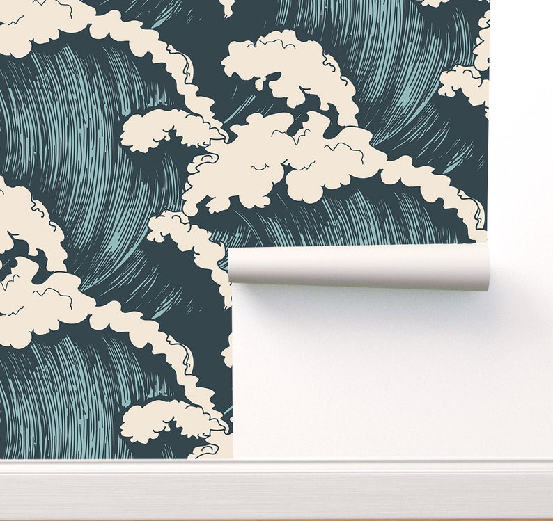 Wave Wallpaper Peel and Stick Wallpaper Self Adhesive | Etsy