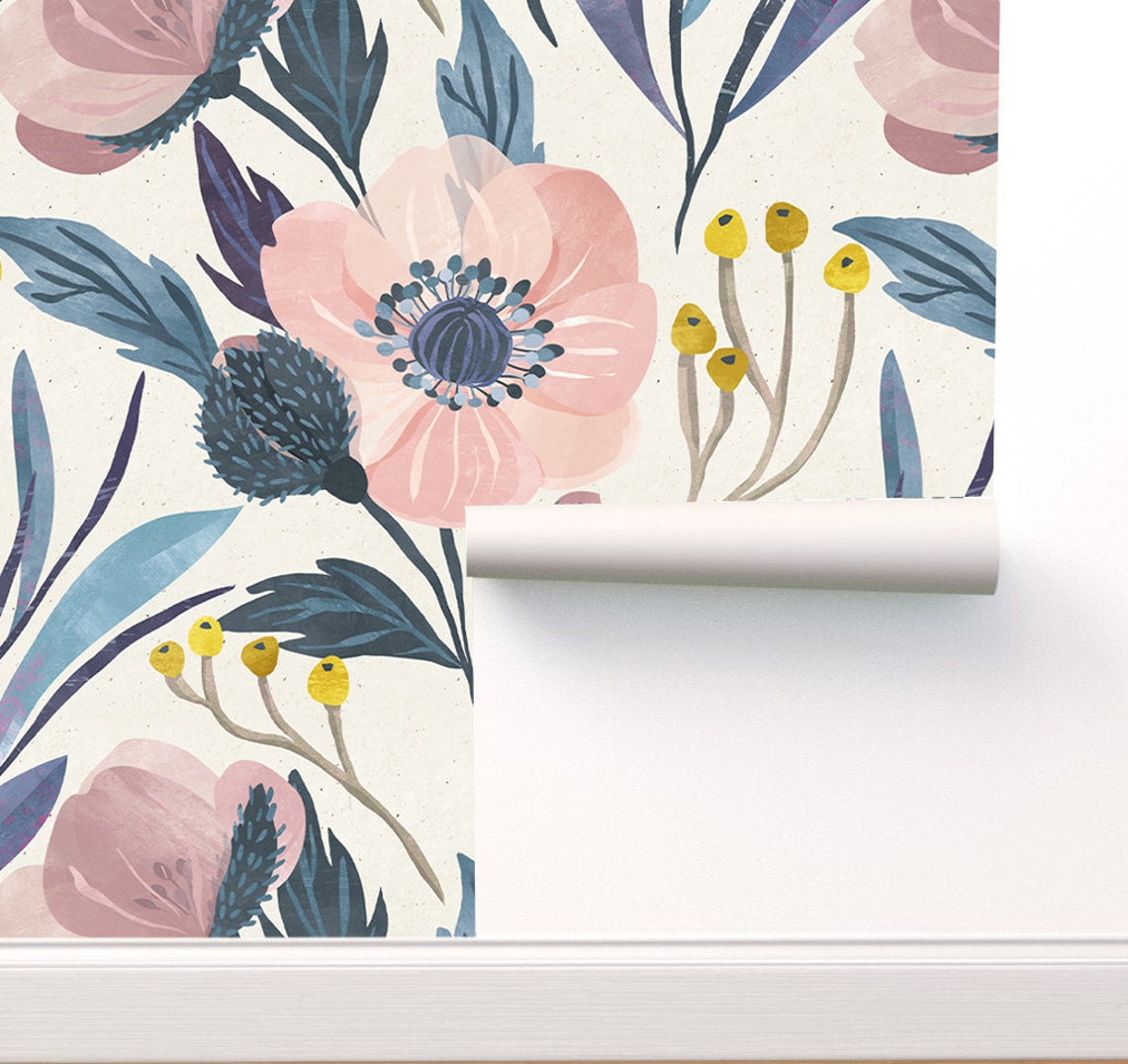 Floral Wallpaper Peel and Stick Wallpaper Self Adhesive Etsy