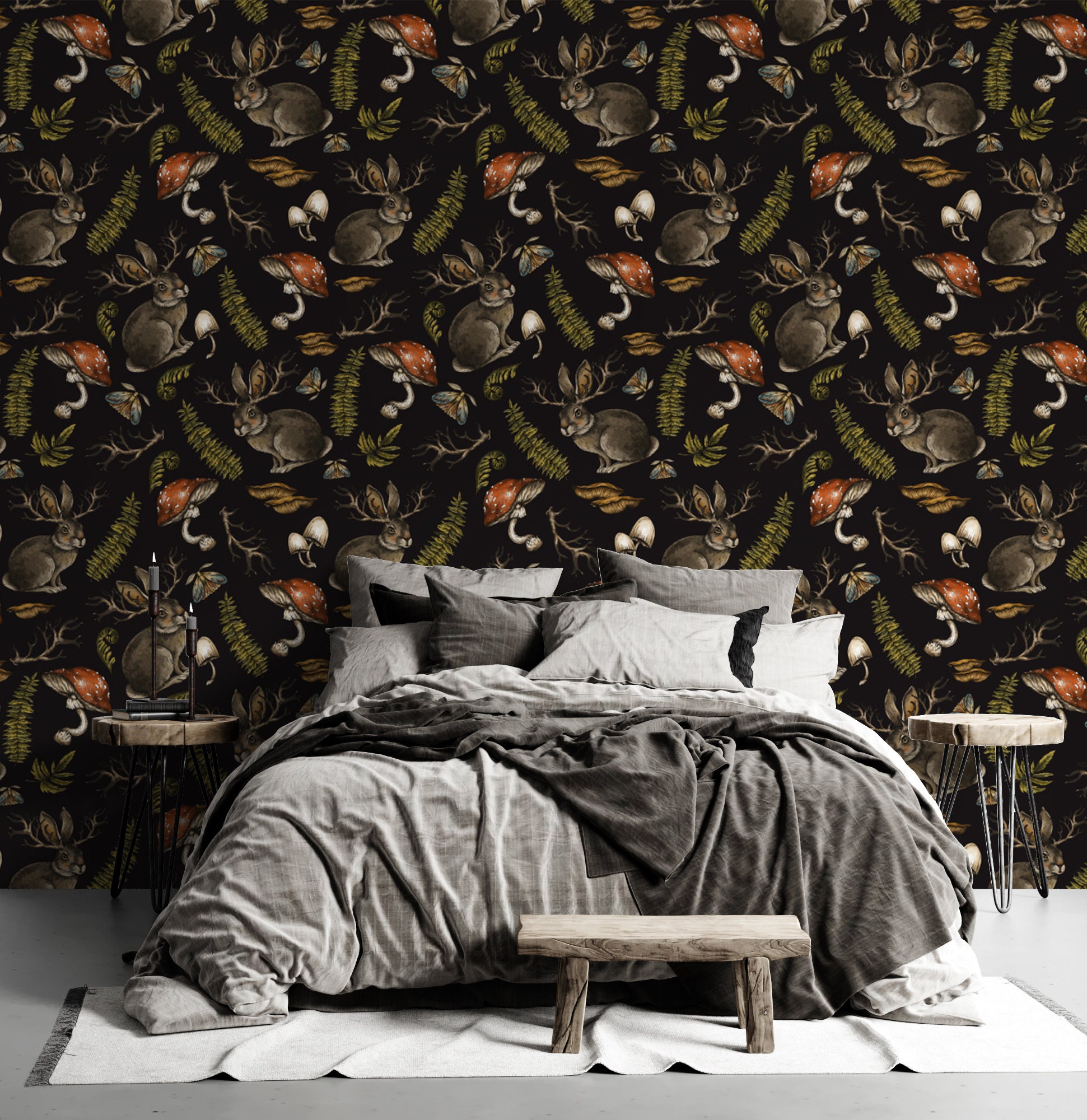 Vintage Mushroom Wallpaper Mushroom Wallpaper Peel and Stick - Etsy