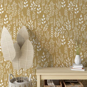 Wildflower Floral wallpaper, Meadow flower wallpaper, vintage wallpaper, removable wallpaper, peel stick wallpaper, temporary wallpaper