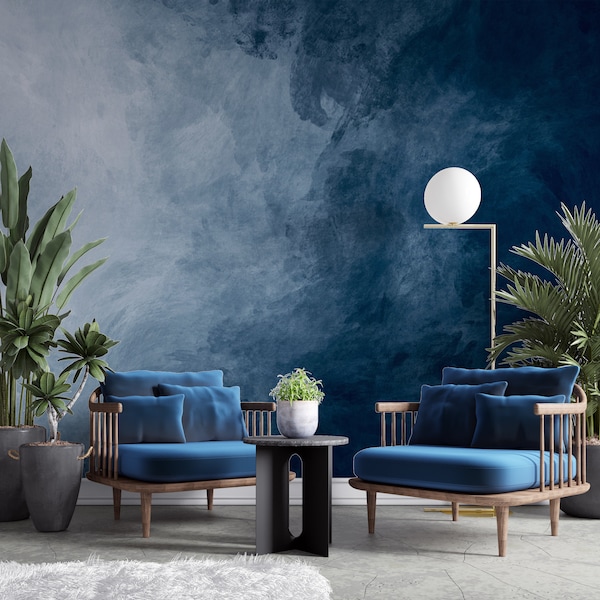 Blue Temporary Wallpaper Etsy