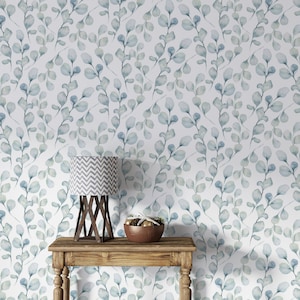 Papier peint d'eucalyptus, feuilles minimalistes, feuillage autoadhésif ou papier peint traditionnel préencollé amovible repositionnable #304